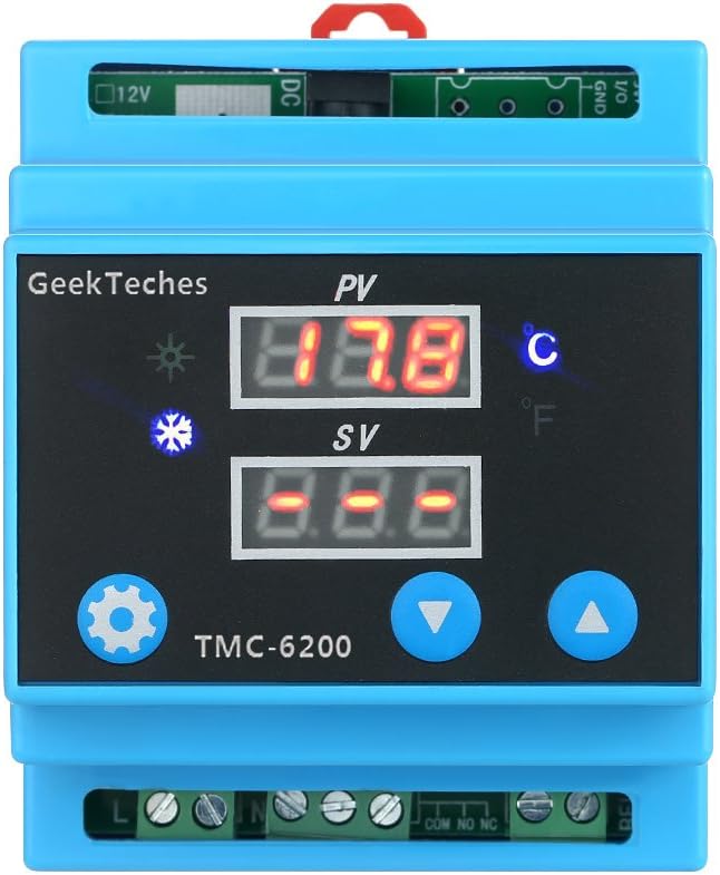 DC 12V Waterproof Probe Digital Temperature Controller Guide Rail One Way Thermostat Thermoregulator Temperature Instruments with Alarm Func