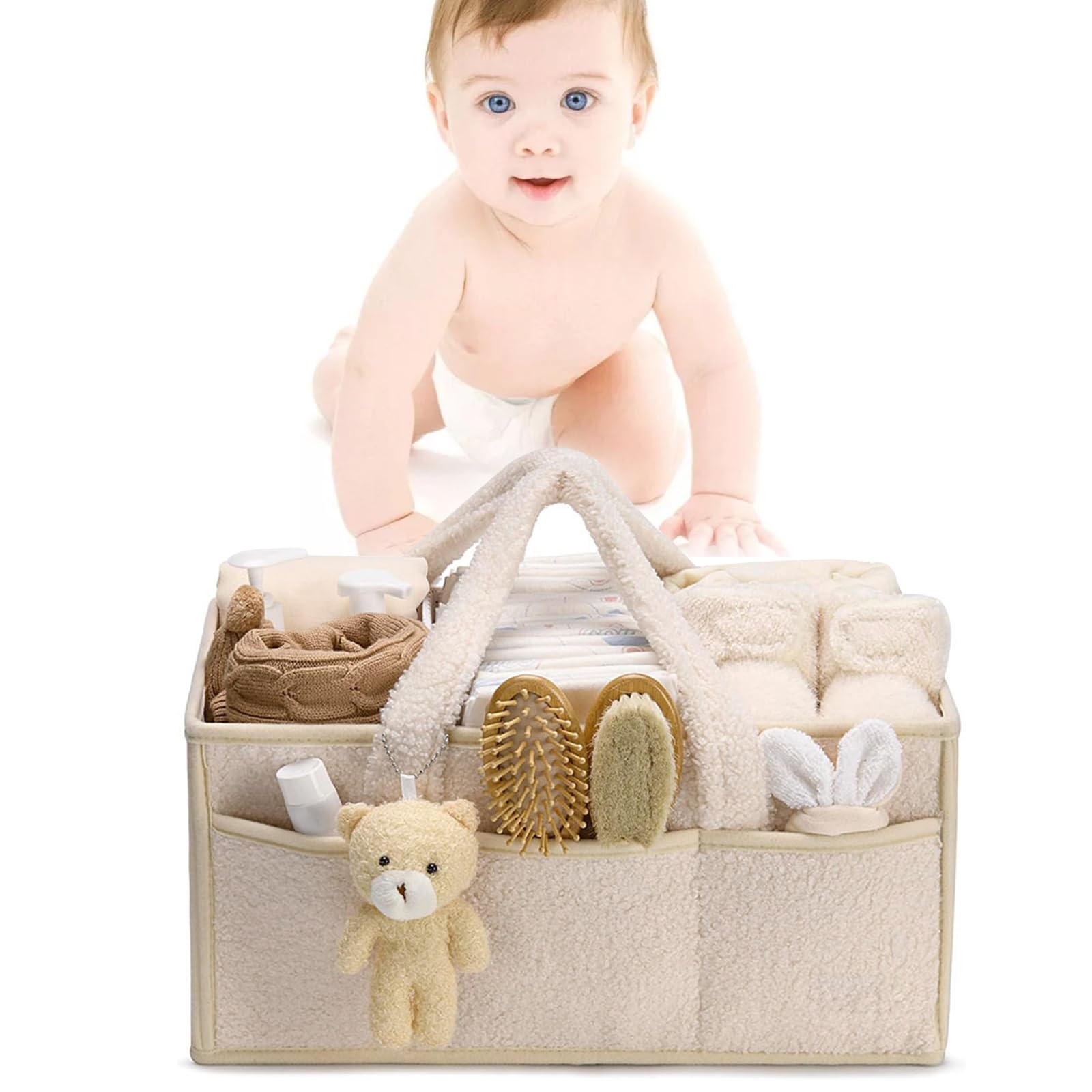 Comioke Porta Pannolini, Borsa Porta Pannolini Organizer, Cestini Portaoggetti Neonato, Cestino con Scomparti e Maniglie - Regalo Neonato, OrganizerPer Neonati,Cestino