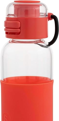 Miniatura 3 de SOMA - Botella de agua de vidrio con funda de silicona, tapa deportiva, 17 onzas, coral