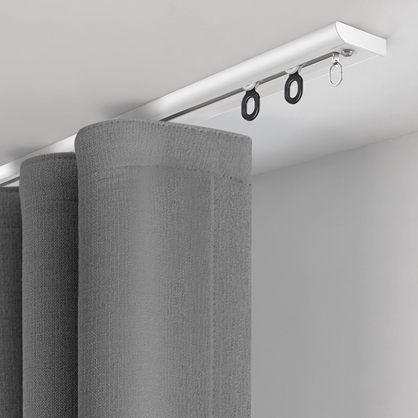 Sistema de riel divisor de habitación blanco ajustable montado en el techo, solución de privacidad resistente para dormitorio y ducha, 3-25 pies de longitud, elegante diseño de decoración del hogar