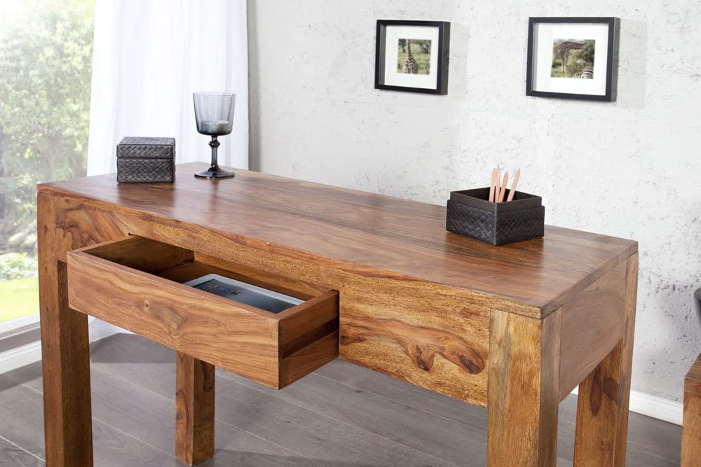 invicta INTERIOR Massiver Sekretär MAKASSAR Konsolentisch Sheesham Stone Finish Schreibtisch 100 cm