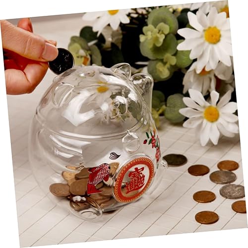 Miniatura 6 de Alcancía transparente para adultos, alcancía de cristal, hucha de cristal, figura de gato de la suerte, caja de cerdito, estatua de gato Maneki,