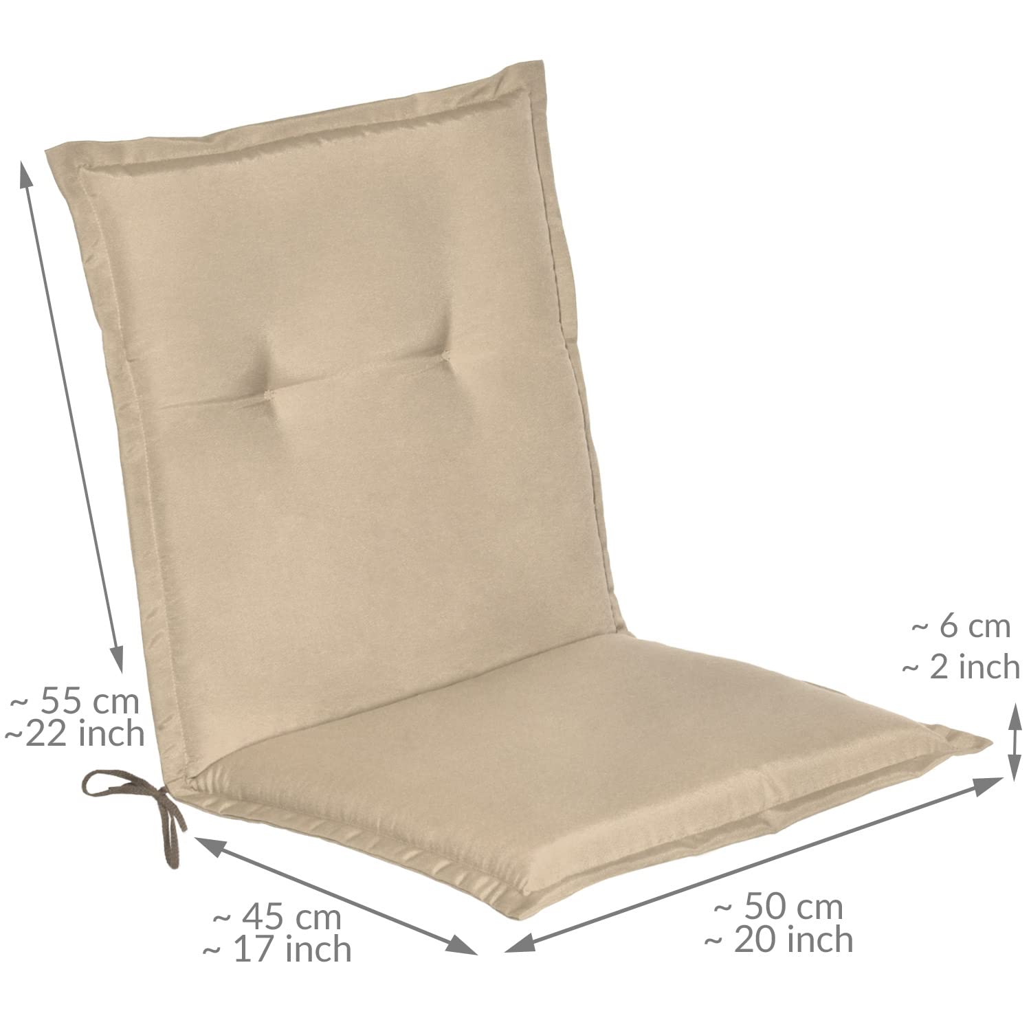Beautissu Lowback Outdoor Chair Cushions 100x50x6 cm Loft NL Seat  Cushions for Garden Chairs with Backs Recliner Patio Chair Sunbed Bench  Natural