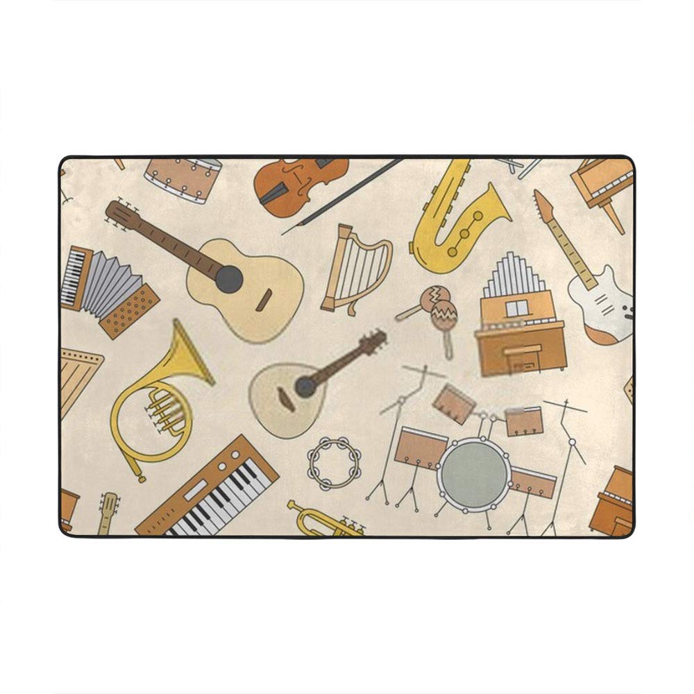 Tapis en velours corail Ruchen de qualité supérieure aux motifs guitare et saxo