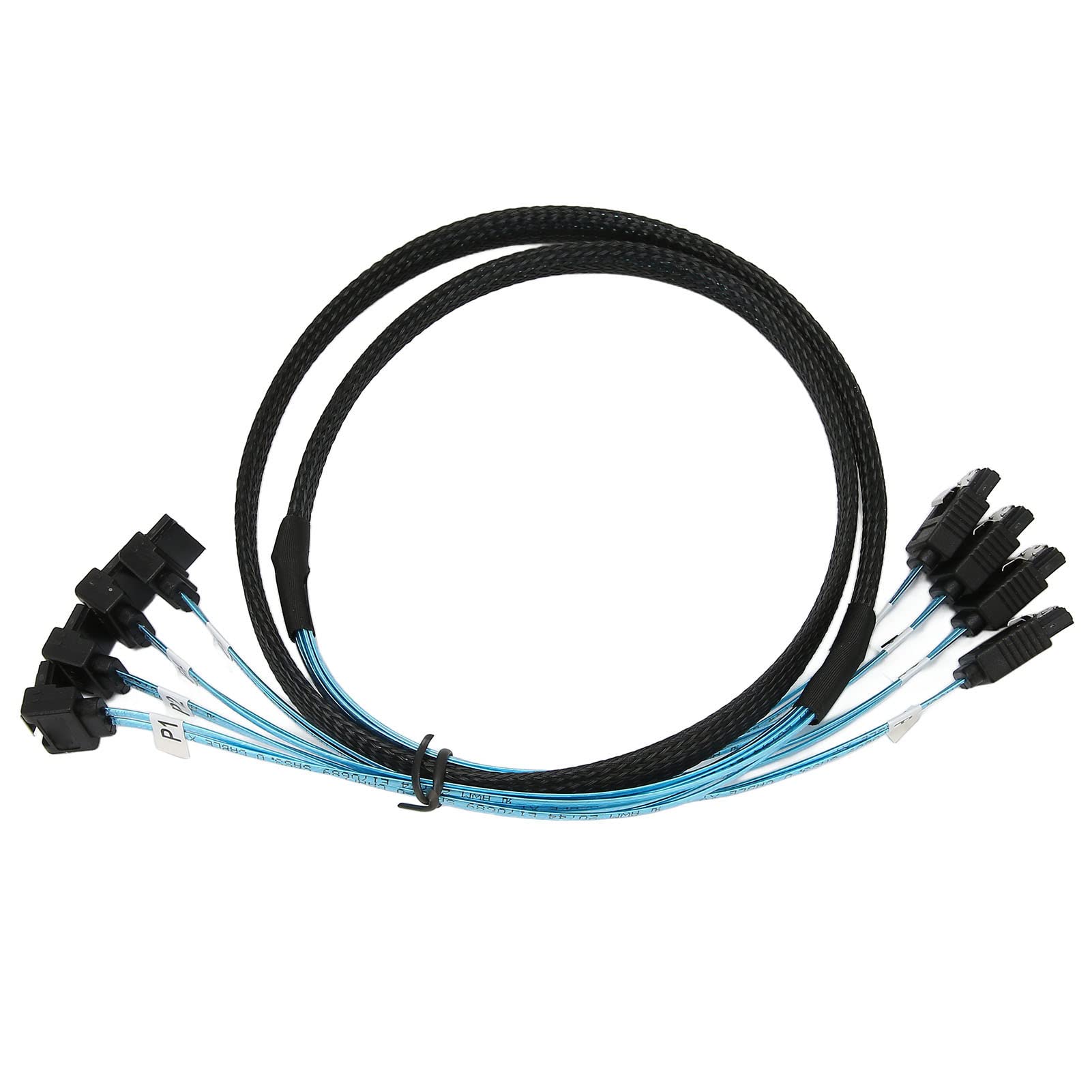 EXCLUZO Mini SAS Cable, Double Group Shielding SAS Cable, 4 SATA to 4 SATA, 6Gbps, SATA3.0 Interface, 7 Pin Hard Disk Interface, Anti Interference(0.5 m)