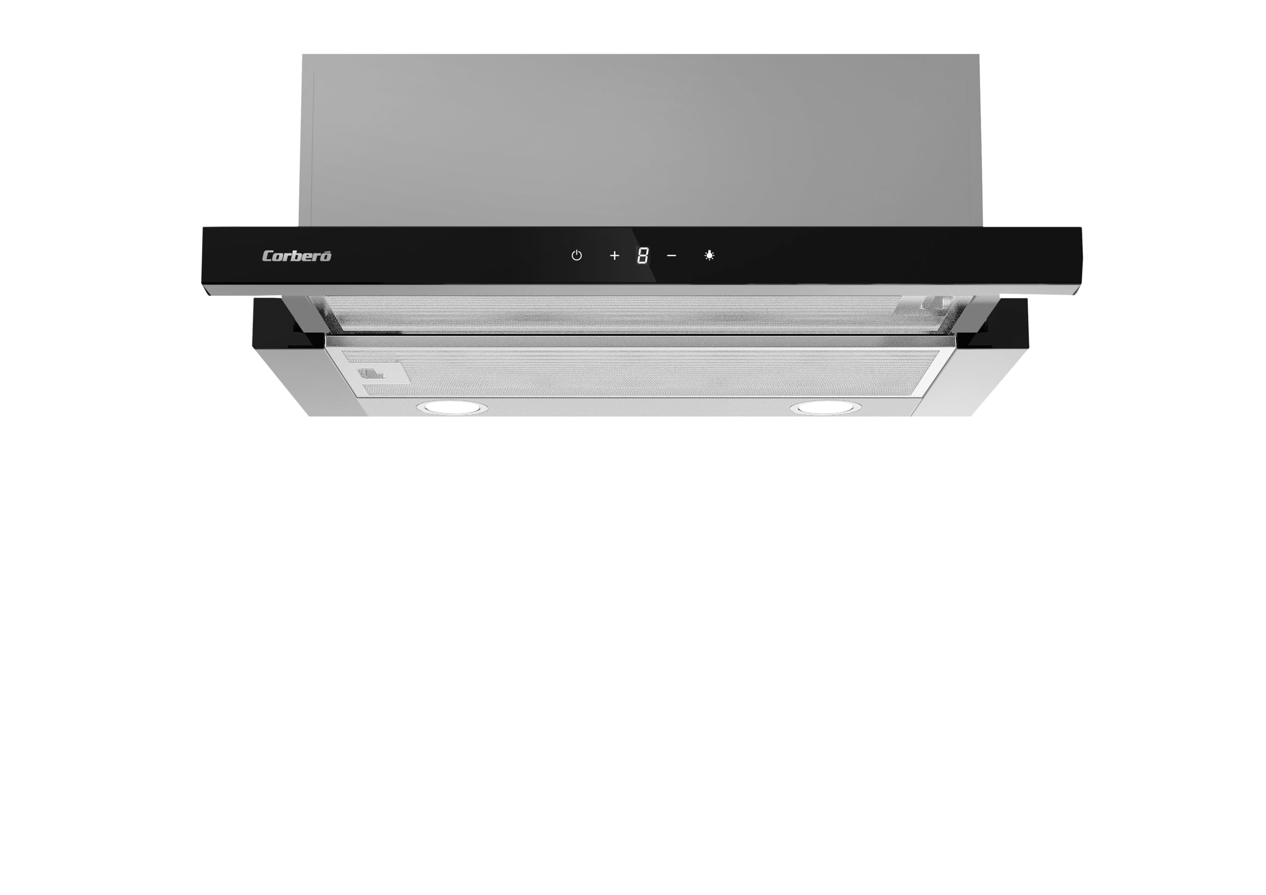 Corberó - Campana Telescópica 60 cm | ANETO660X | Diseño Elegante y Moderno | Caudal 600 m3/h | Eficiencia Energética A | 3 Velocidades Ajustables | Filtros Aluminio y Carbón, Inox&Negro