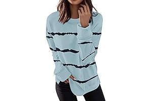 Womens Long Sleeve Shirts Loose Fit: Casual Fashion Print O-Neck Pullover Tops