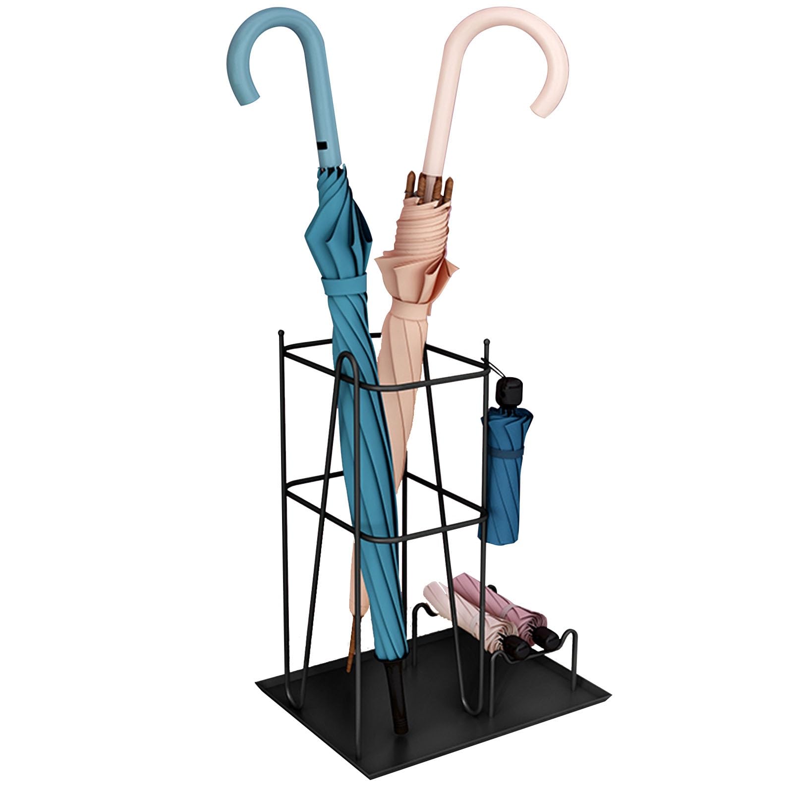 GYRAZXS Space-Saving Umbrella Holder Stand with Drip Tray & Hooks, Large Capacity Organizer for Home - Durable & Functional Storage Solution