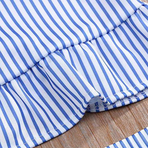 Image of YOUNGER TREE Toddler Baby Girls Summer Swimsuit Sleeveless Striped Swimwear Two-Piece Suit Beach Bikini