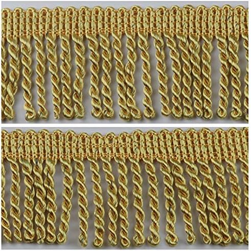 HEARTWISH Curtain Fringes Bullion Fringe Trim 2.5Inch Wide 5 Yards Long,Fabric Trims and Embellishments Curtain Weights Fringes for Sewing DIY Decoration Black Gold White (Golden Yellow)