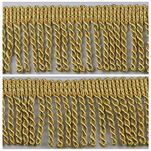 Heartwish Curtain Fringes Bullion Fringe Trim 2.5Inch Wide 5 Yards Long,Fabric Trims And Embellishments Curtain Weights Fringes For Sewing Diy Decoration Black Gold White (Golden Yellow) #TOP8