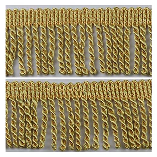 HEARTWISH Curtain Fringes Bullion Fringe Trim 2.5Inch Wide 5 Yards Long,Fabric Trims and Embellishments Curtain Weights Fringes for Sewing DIY Decoration Black Gold White (Golden Yellow)