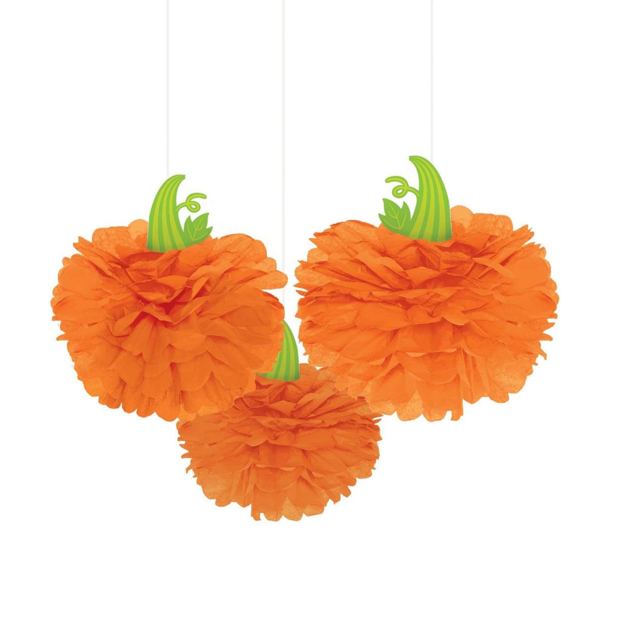 amscan Pumpkin Fluffy Decorations 3 Pack