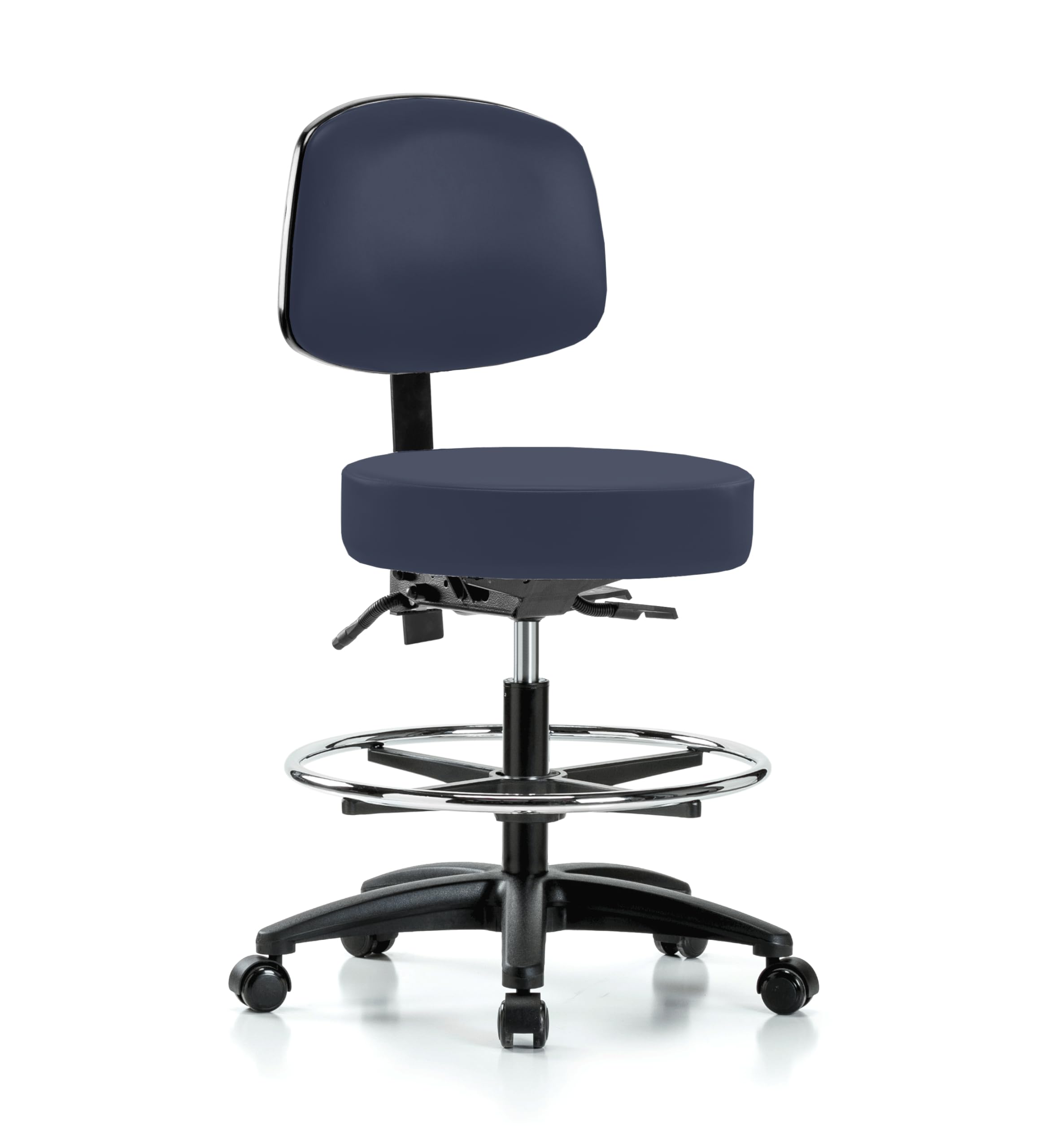 Perch Exam Stool with Foot Ring, Casters, 21-28.5", Imperial