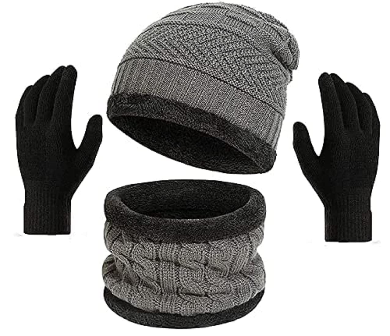 FY Men's Woolen Cap with Neck Muffler/Neck Warmer Set of 2 and Woolen Glove Free Size Pack of 2-image-46