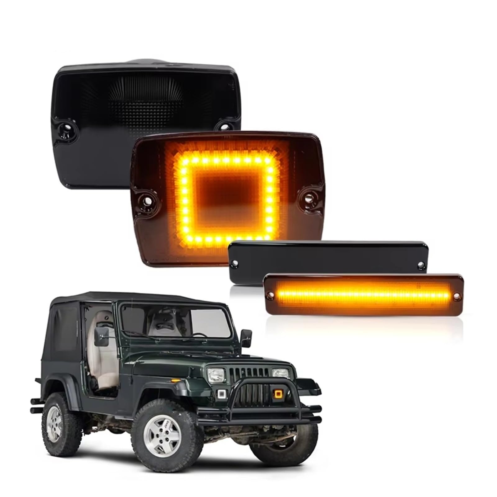 Intermitente Coche Para Jeep Para Wrangler Para YJ 1987 1988-1995 Indicador Lateral Luz Señal Giro Parachoques Delantero Luces Circulación Diurna