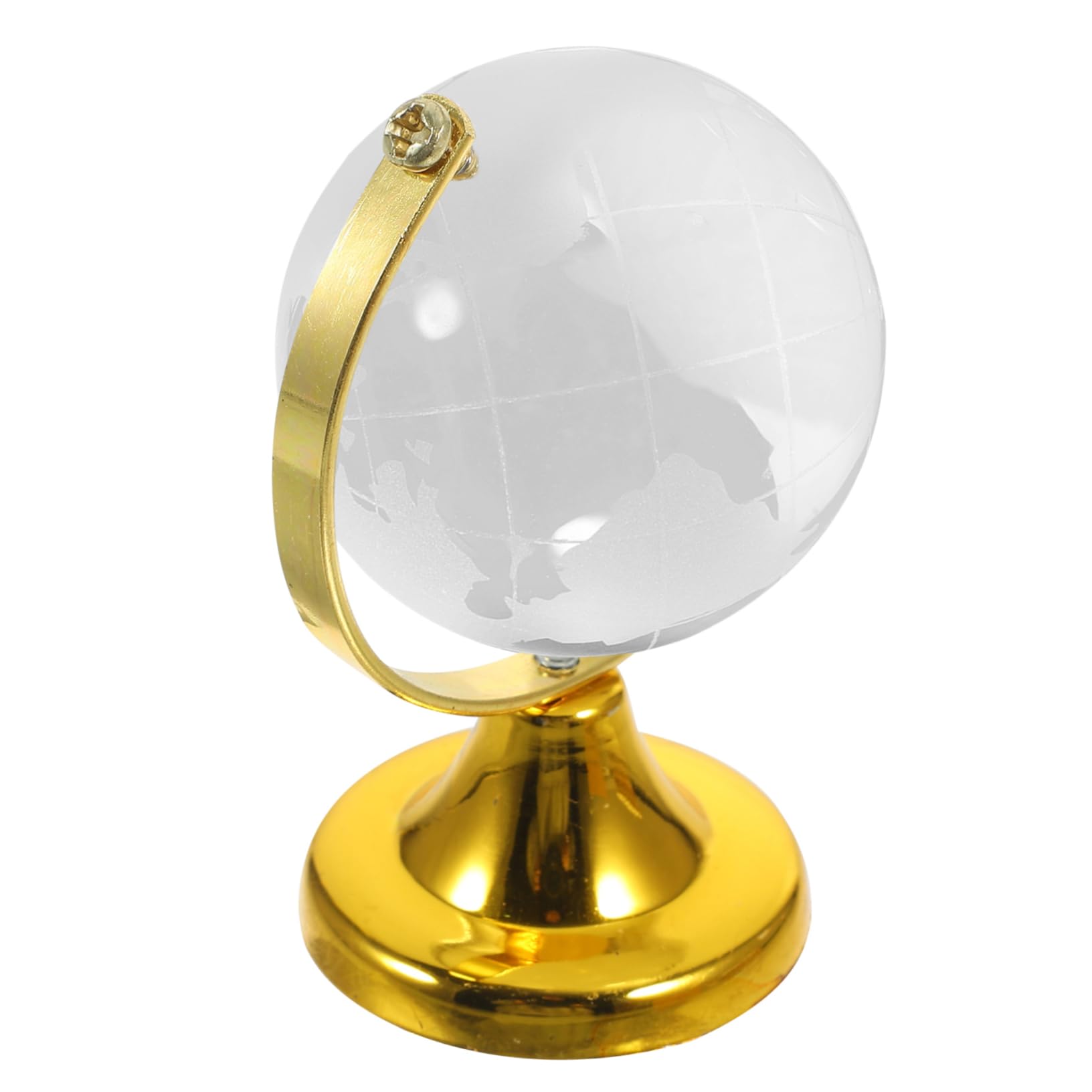 PLAFOPE Crystal Globe Decoration with Golden Stand Transparent World Map Globe for Desk Office Home Decor Educational present Elegant Handicraft