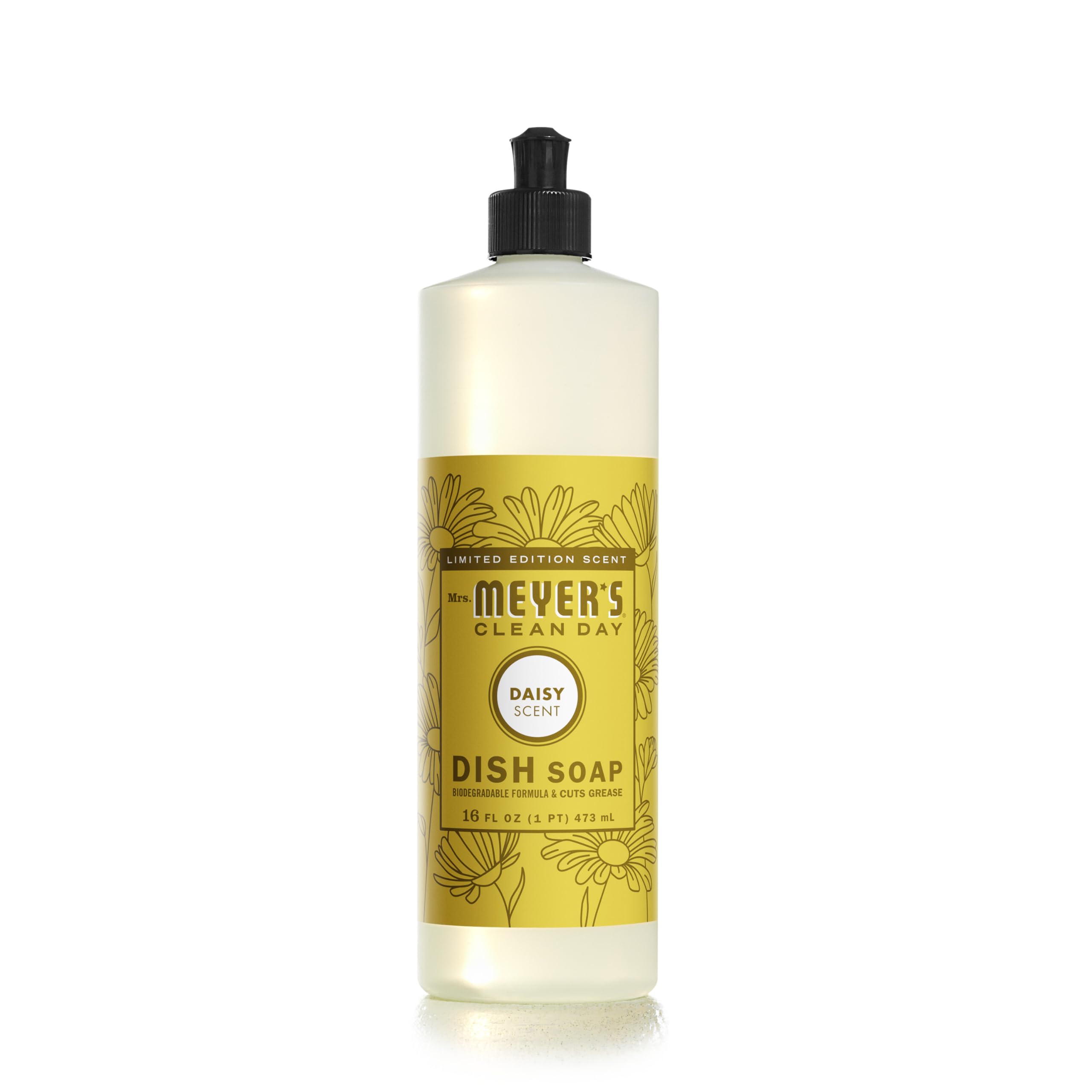 MRS. MEYER'S CLEAN DAY Liquid Dish Soap, Biodegradable Formula, Daisy, 16 fl. oz 16 Fl Oz (Pack of 1) Daisy