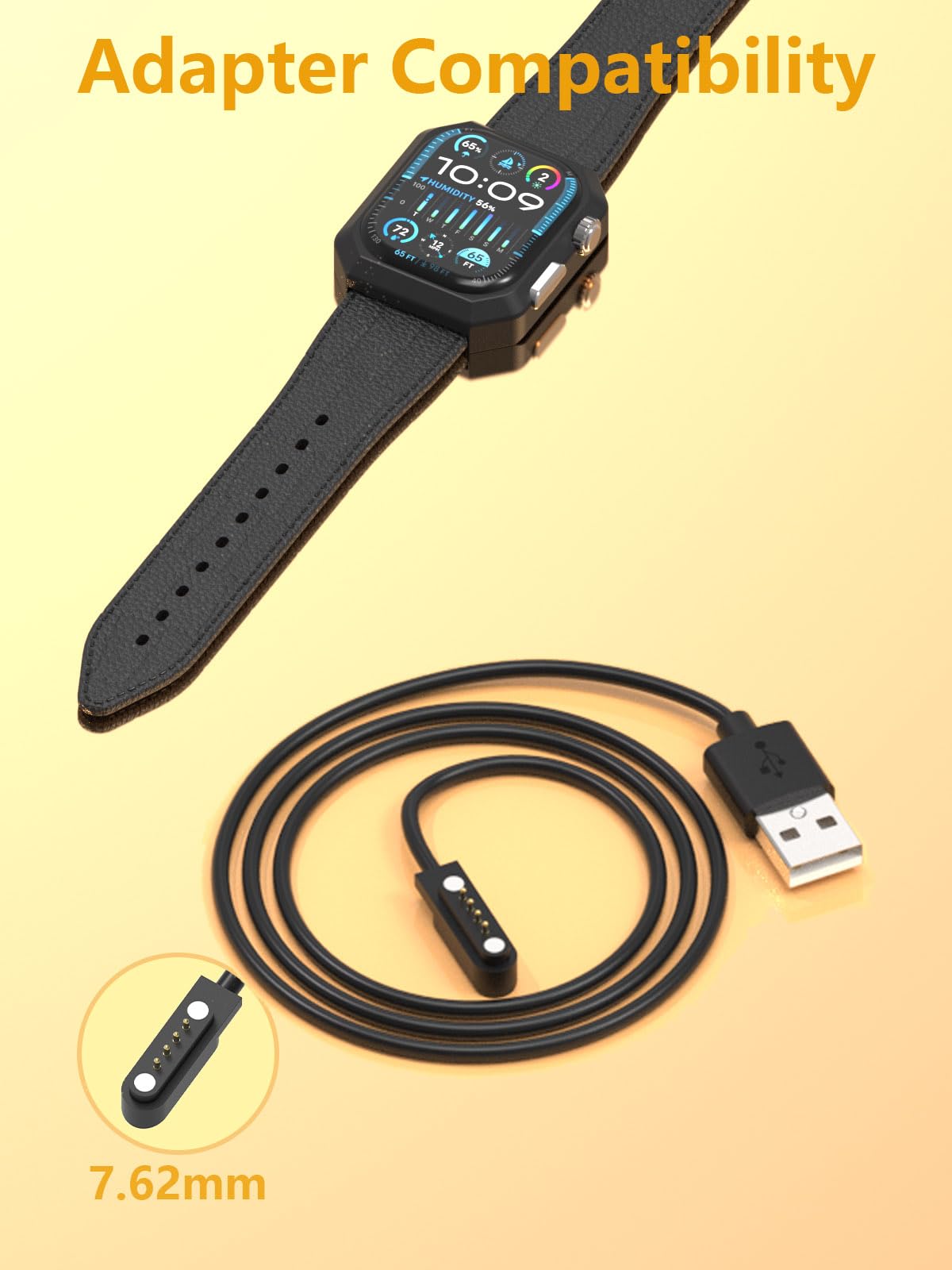 Cavo Caricatore Magnetico Per Smartwatch - Universale 4 Pin 7.8mm - Ricarica Rapida E Sicura - Compatibile Con Molti Modelli - Nero - Foto 2