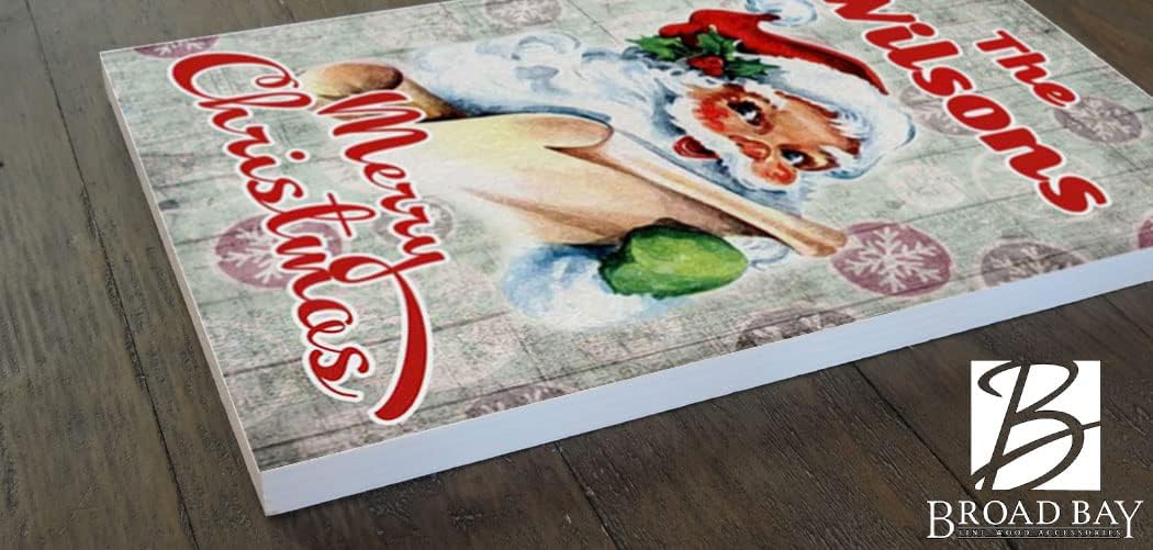 Vintage Wooden Christmas Family Name Sign Personalized Old Fashioned Santa Decoration Holiday Gift - Personalized - 16.5" x 10.5"