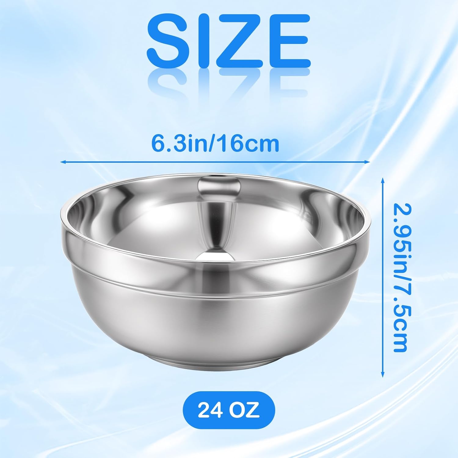 8 Pack 24 oz Stainless Steel Bowls Double Walled Insulated Soup Ice Cream Metal Mixing Nesting Bowls for Serving Soup Rice Cereal