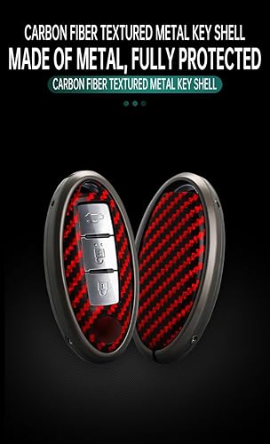 Miniatura 4 de ontto Funda para llave de coche compatible con Nissan Key Fob Protector de llave de metal Carcasa de llave de carbono Textura de carbono, Negro -