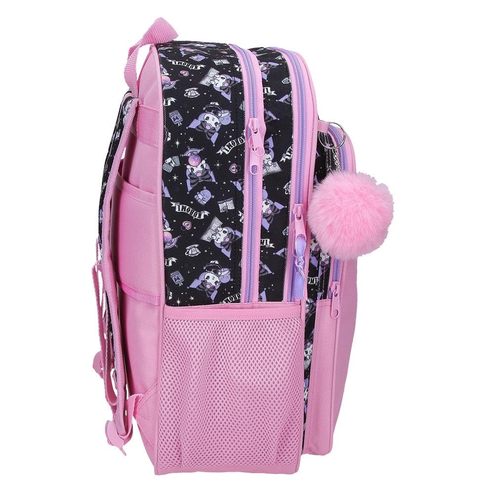 Sanrio Kuromi Fortune Telling Mochila infantil, mochila escolar, fabricada en Poliéster, bolsillos laterales, tirantes anchos ajustables de Joumma Bags
