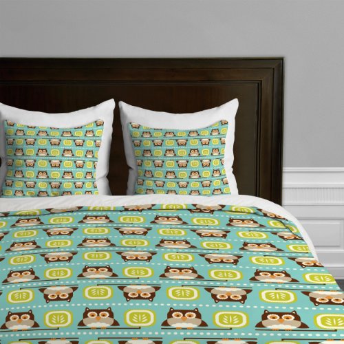 Funda de edredón de matrimonio estampado búhos turquesa textil hogar 2