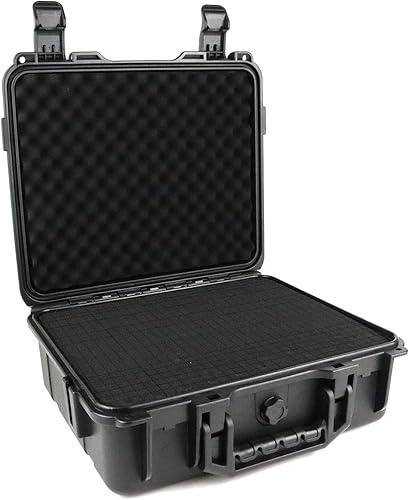 Estuche rígido de transporte con línea de cubo de espuma para joyas, accesorios de cámara, reloj de pulsera, electrónica y equipo, negro, mediano,