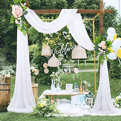 ZWMBYN Wedding Arch Draping Fabric, 2 Panels 19.7FT Green Party Arch Drapes Sheer Backdrop Curtain - Image 2