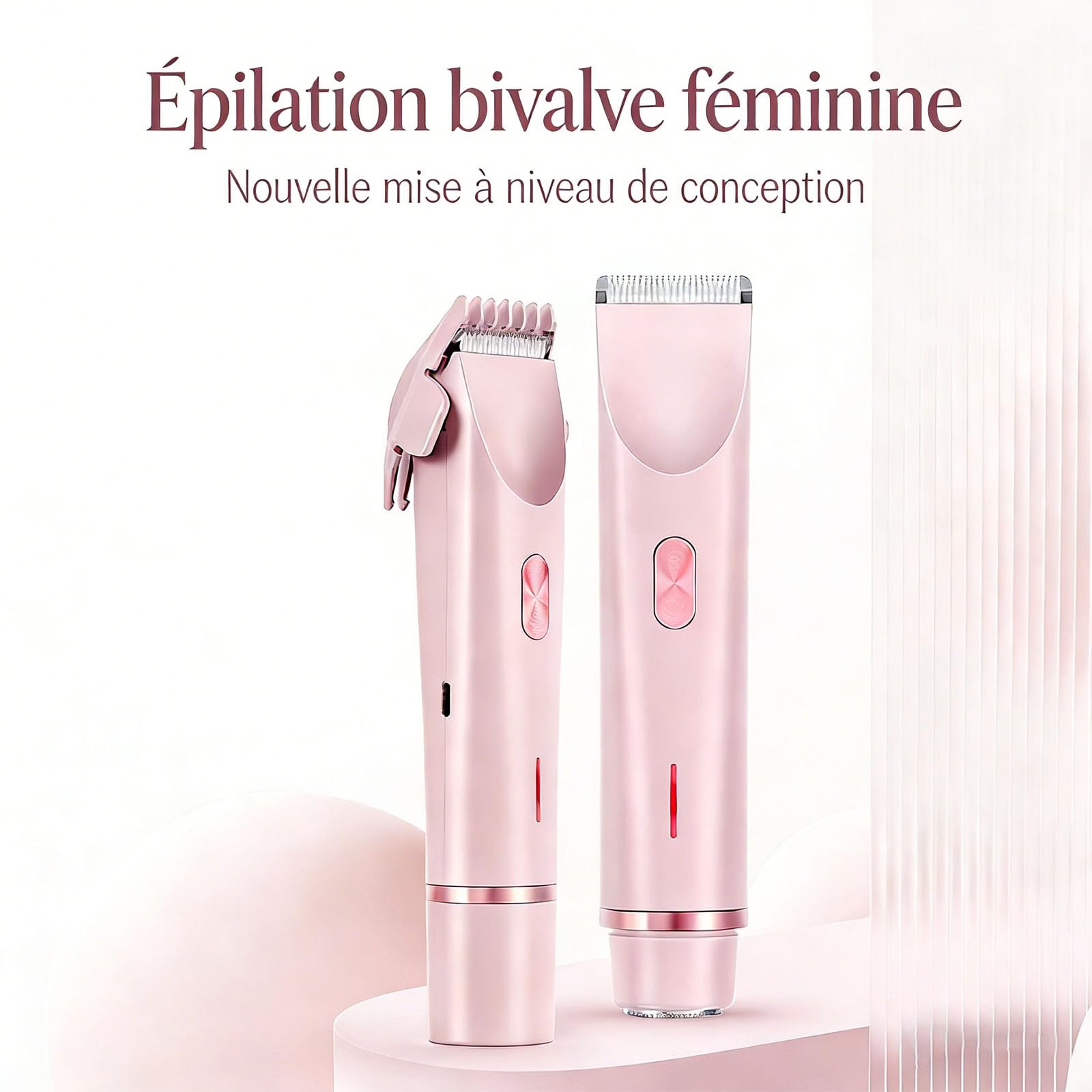 Klyne Tondeuse Rasoir 2.0 Femme, Rasoir Klyne Femme 2-en-1 pour Maillot, Jambes, Aisselles, Zéro Douleur, Zéro Coupure & Zéro Trace, Épilateur Électrique Sans Douleur (Violet)