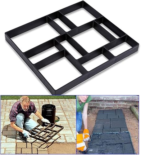 Miniatura 5 de Pavimentadora de pavimentación de 23.62 x 19.69 x 1.6 pulgadas, decoración de pasarela de pavimento de hormigón, 10 rejillas