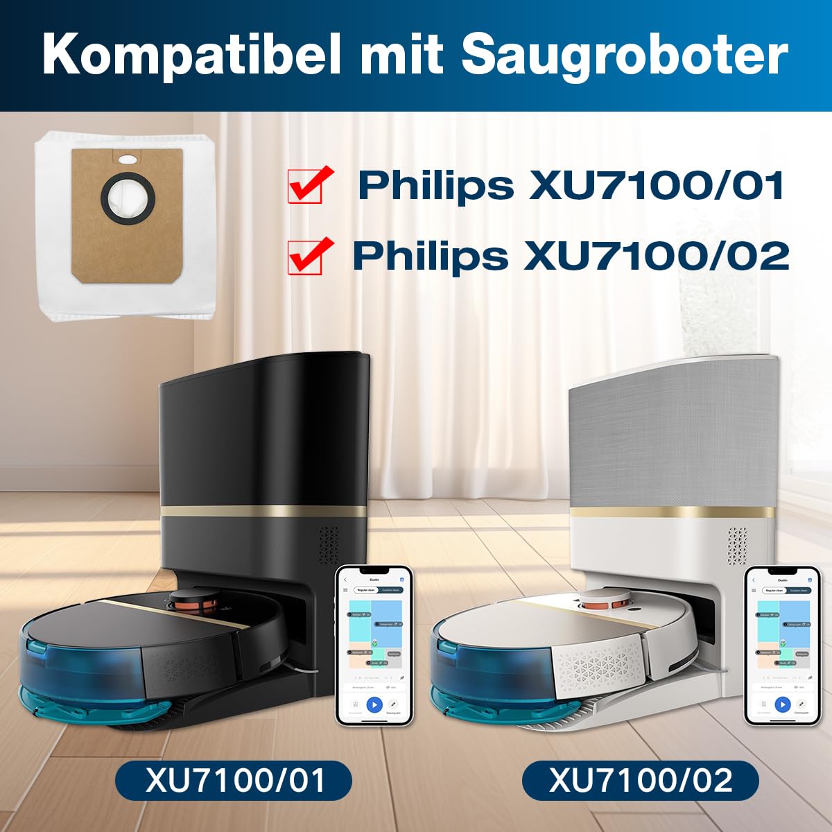 Philips HomeRun Serie 3000 Robot Aspirapolvere E Lavapavimenti Con Mappatura, Alta Potenza Asp Ne 4000 Pa Navigazione Laser 200 Min Funzionamento Per Tappeti E Peli Di Animali App Wifi Xu3000 02