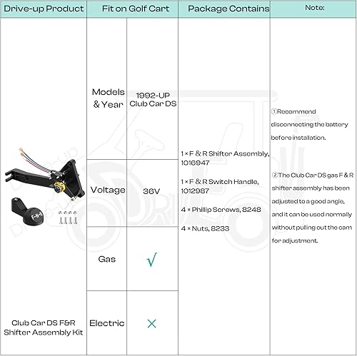 Miniatura 7 de Drive-up Kit de montaje de palanca de cambios hacia adelante y marcha atrás para Club Car DS 1992-Up Gas Golf Cart OEM 1016947 8248 8233