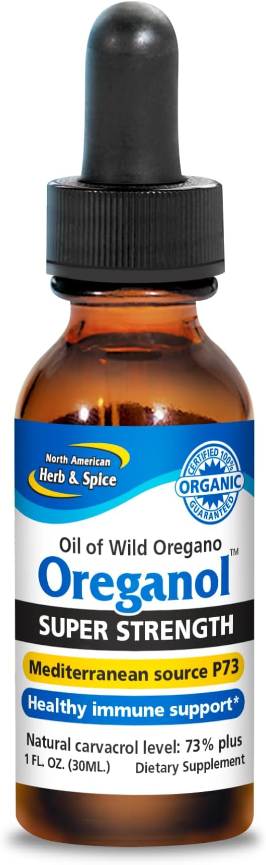 Super Strength Oreganol P73-1 fl. oz. - Immune System Support - Certified Organic, Wild Oregano - 285% More Potent Than Regular Strength - Non-GMO - 194 Servings