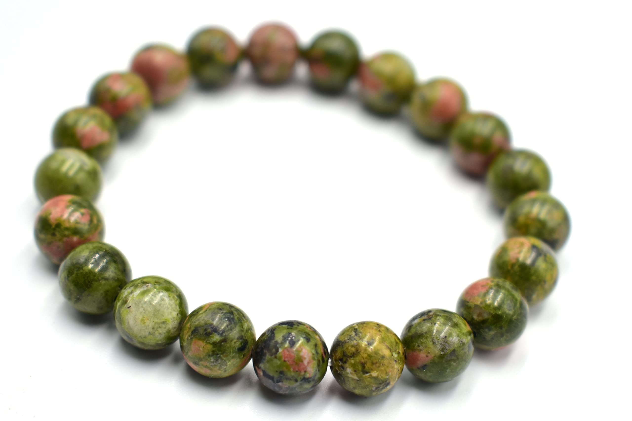 Natural Unakite Jasper Gemstone 8mm Round Beaded Stretch Bracelet For Girls Women & Men, Chakra Bracelet, Healing Bracelet, Beads Bracelet For Gift ( RBB-08)