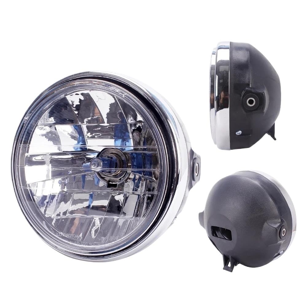 Para 7 "35W 12V Universal Motocicleta Faro LED Redondo H4 Bombilla Lente Transparente 7,8" Luz De Carreras (1 piece Black)