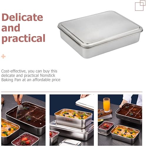 Miniatura 3 de Cabilock 1 juego de sartén antiadherente para hornear pan, moldes de aluminio con tapas, sartén para brownies, tiramisú, molde antiadherente para