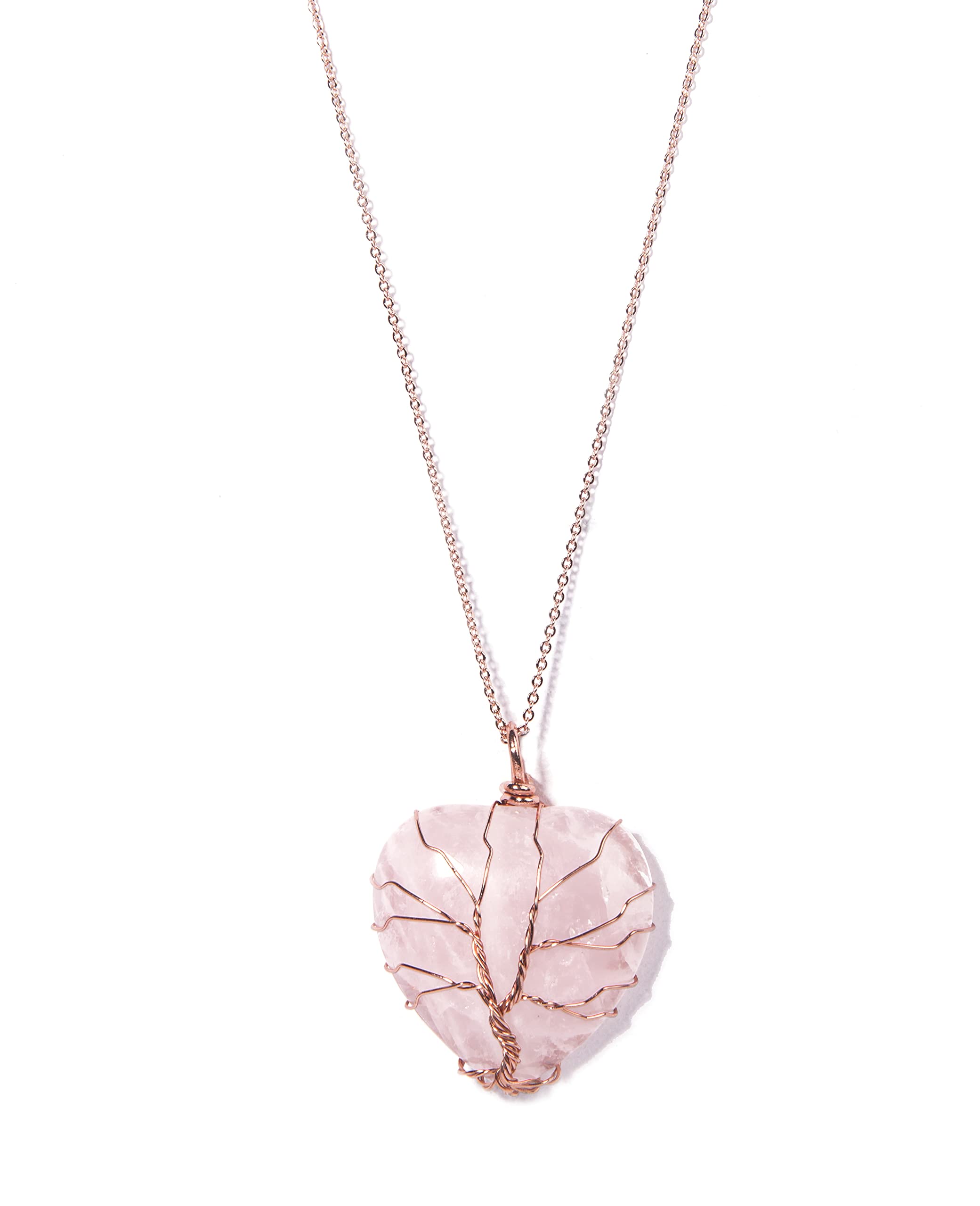 Gempro Valentines Rose Quartz Heart Love Pendant Necklace for Gifting Women (B084MGJ3NM) Amazon Price History, Amazon Price Tracker