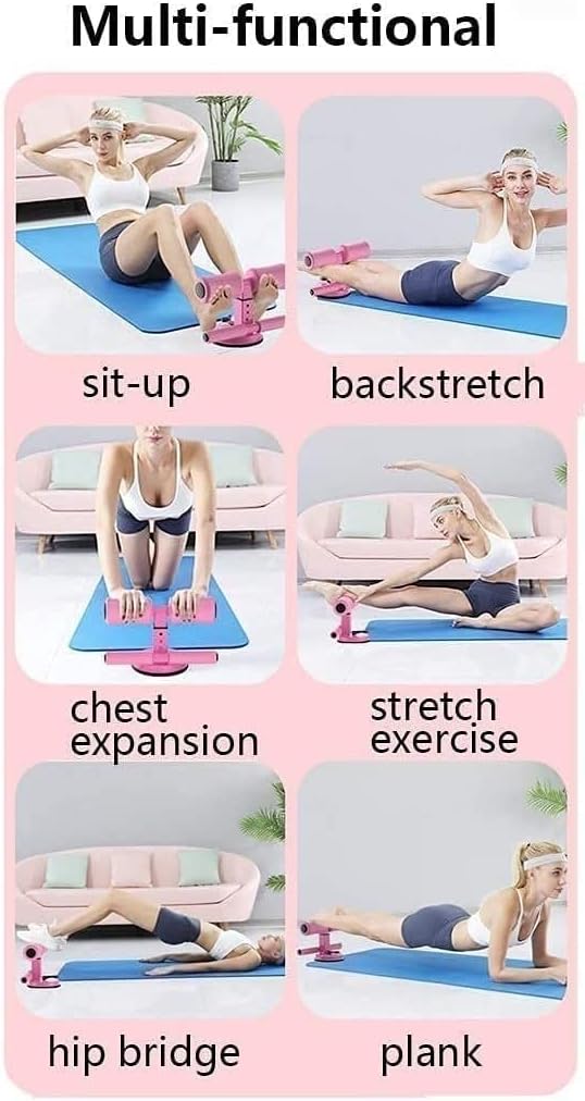 Sit-ups Assistant Bar Portable Exercise Machine Comfortable Padded Ankle Perfect for Home Work or Travel Core Strength Muscle Training (Black)