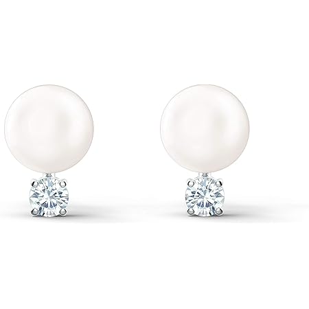 Swarovski Women S Treasure Collection Crystal Pearl Pierced Earrings Set Of Brilliant Crystal Pearl Earrings With Accent Crystal And Rhodium Plating Amazon Co Uk Jewellery