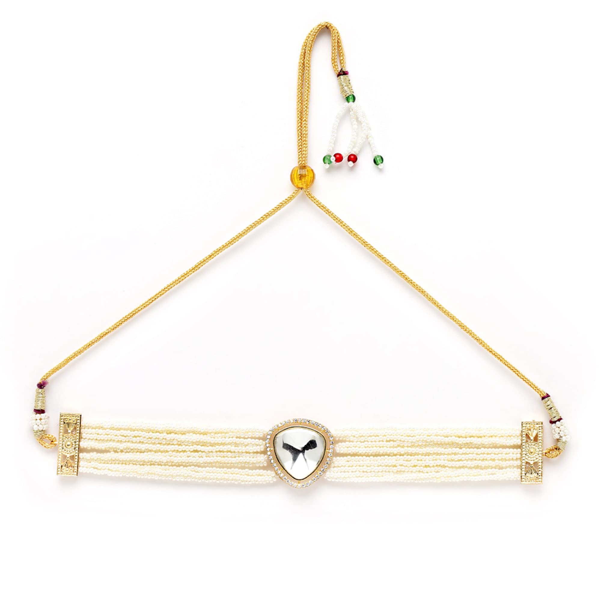 sanjog Traditional White Stone Cheed Rajputi Choker Rajasthani Kundan Necklace For Girls/Women (B0BM61TGRZ) Amazon Price History, Amazon Price Tracker