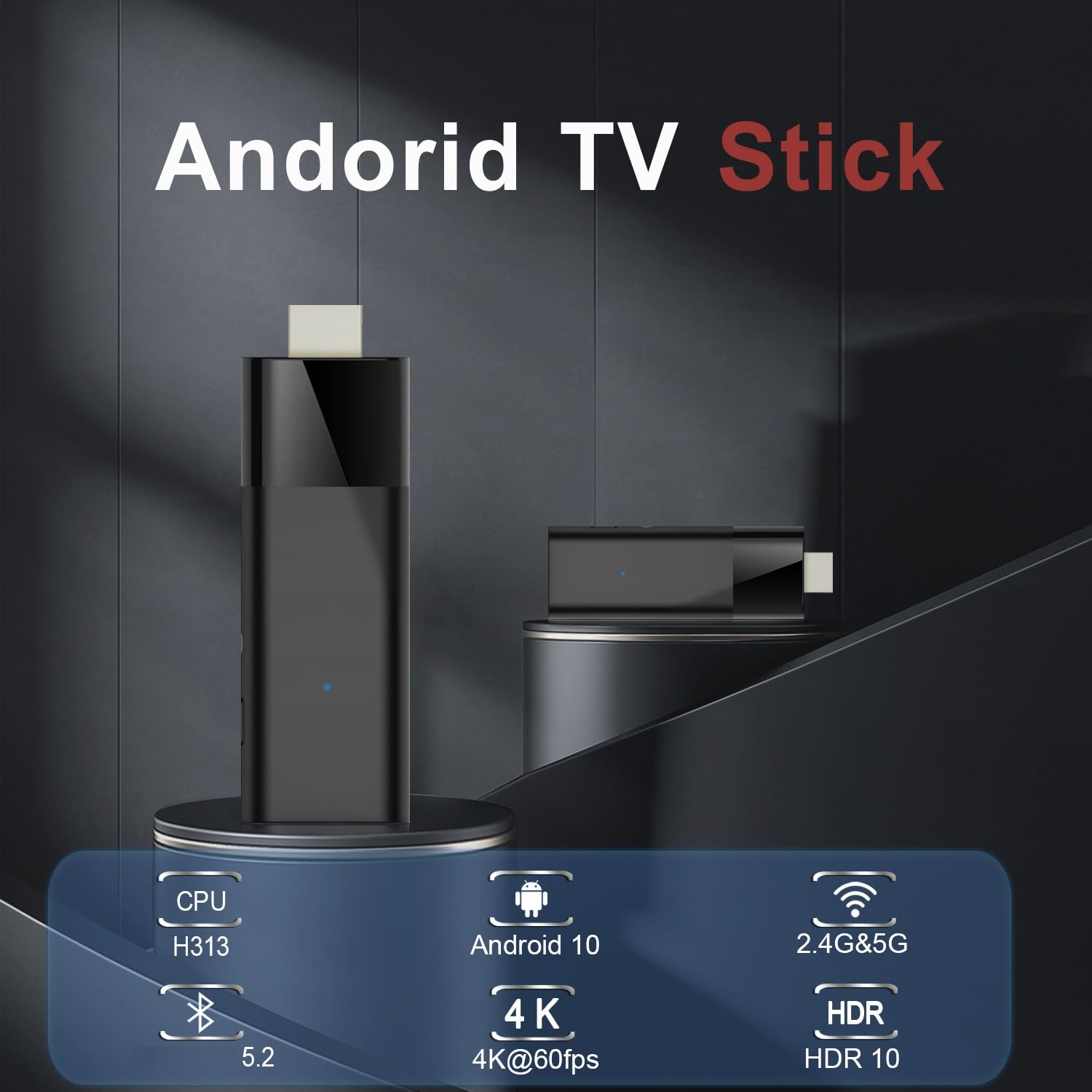 Q6 Mini-TV-Stick + Bluetooth-Sprachfernbedienung Android 10 2 GB + 8 GB 2,4 G + 5 G WiFi + BT4.0 H313 Smart-TV-Box Android TV-Stick PK DQ03 Langlebig, Einfache Installation
