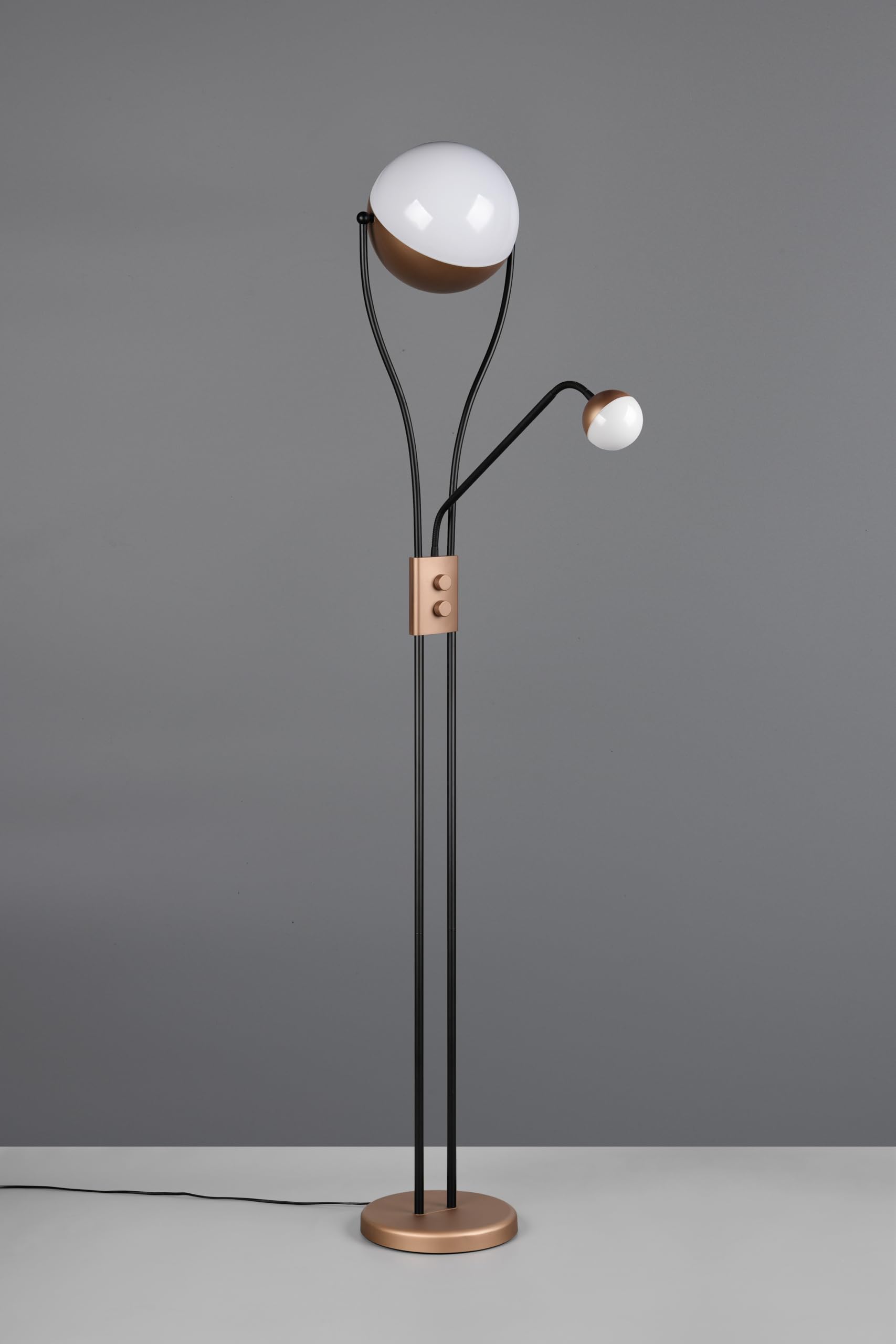 Trio Leuchten LED Stehleuchte Chris 478310265, Metall Coffee, Kunststoff weiß, inkl. 18 Watt LED, dimmbar, Flexarm, getrennt schaltbar