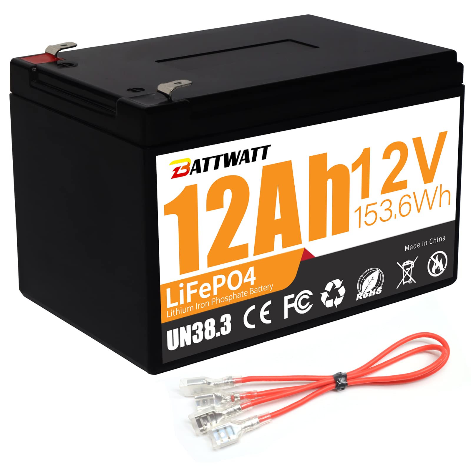 Amazon.co.jp: BATTWATT 12V 12Ah リン酸鉄リチウムイオンバッテリー