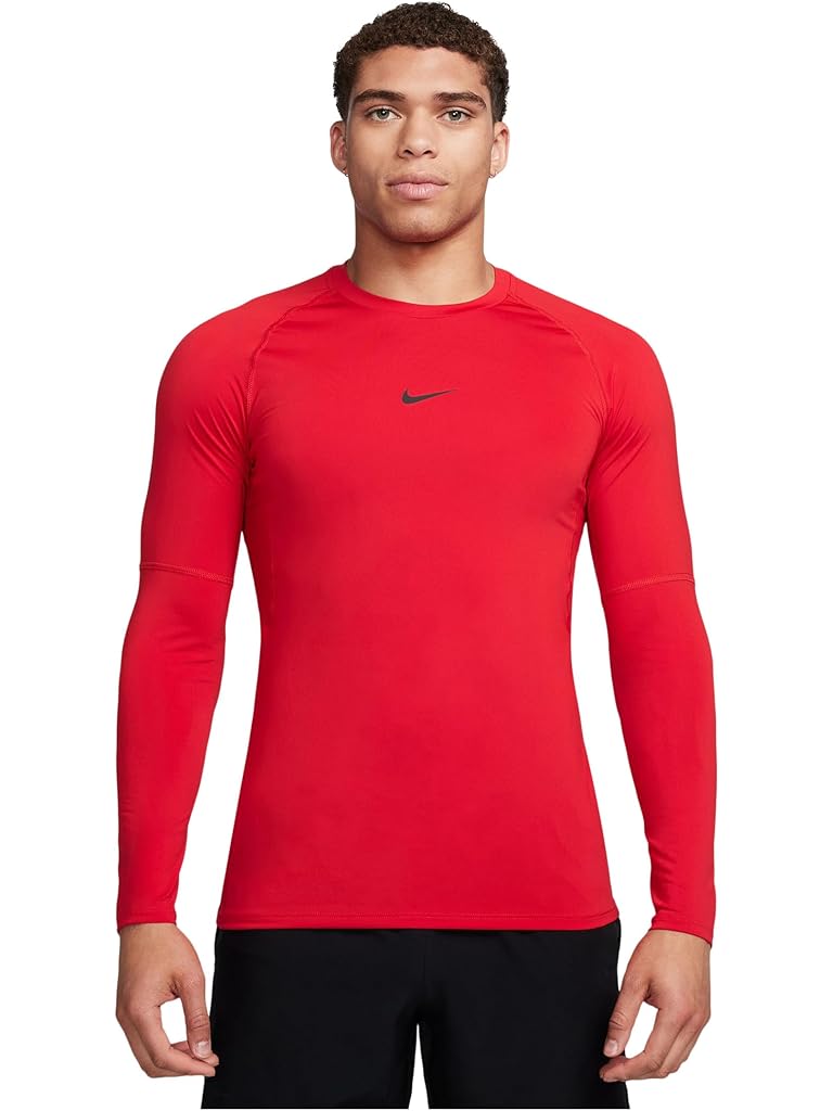 Red Nike Pro Dri-fit Slim Long-sleeve Fitness Top