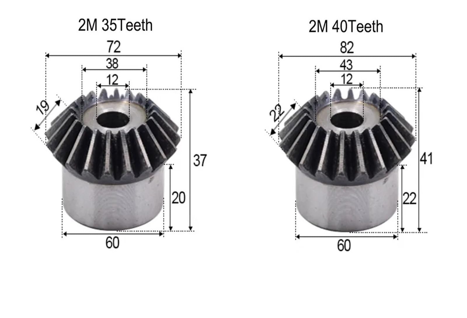 Bevel Gear Pinion Hardware Mechanical 17-40 Tooth 2 Module Bevel Gear 90 Degrees 45# Steel Mechanical Power Transmission Gear(2M 35Teeth)