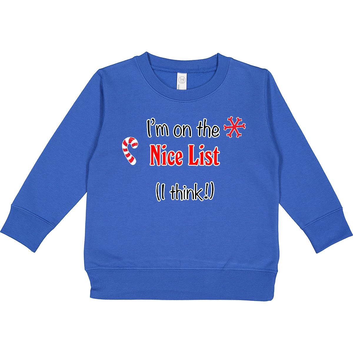 inktastic I'm on the Nice List (I Think) with Candy Cane Toddler Sweatshirt 5-6 Royal 38bcb