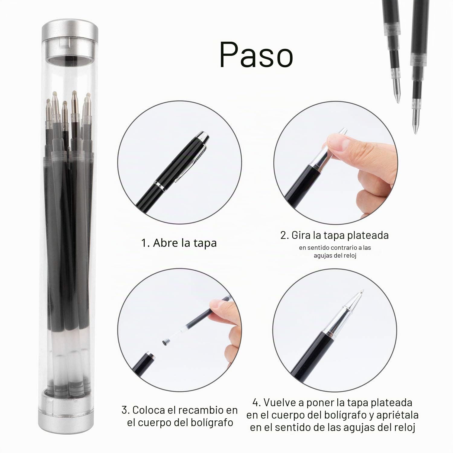 8 Piezas de Recambio de Bolígrafo Reemplazables Funcionan para la Mayoría de las Marcas Bolígrafos con Escritura Suave, tinta Alemana de Flujo Libre con Punta de Bolígrafo Mediana de 0,5 mm