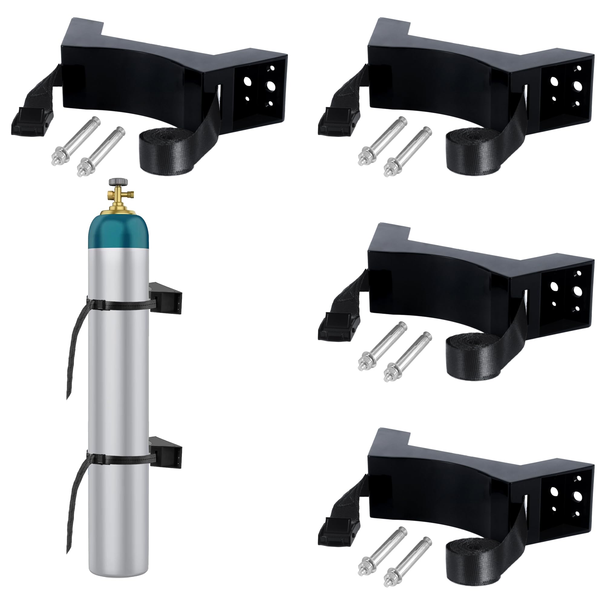 AnNowshua Ling 4PCS Propane Tank Holder, Propane Tank Mount, Excellent Quality ABS Gas Cylinder Holder with Screws and Safety Chain Supported 4"-12",